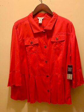 Women's Multiples 2X Red Fringe shirt NWT